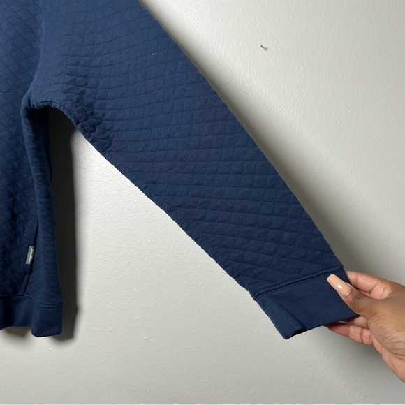 Eddie Bauer Men Sweater Large Navy Blue Quilt Henley Snap Button‎ Gorpcore - Picture 9 of 9